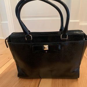 Kate Spade Leather Black Tote Bag with Bow Detail